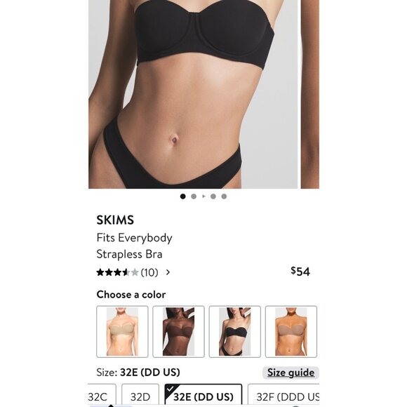 SKIMS Fit Every Day Strapless Black Bra Size 32DD Style Ba-Ban 9055 - Picture 7 of 7